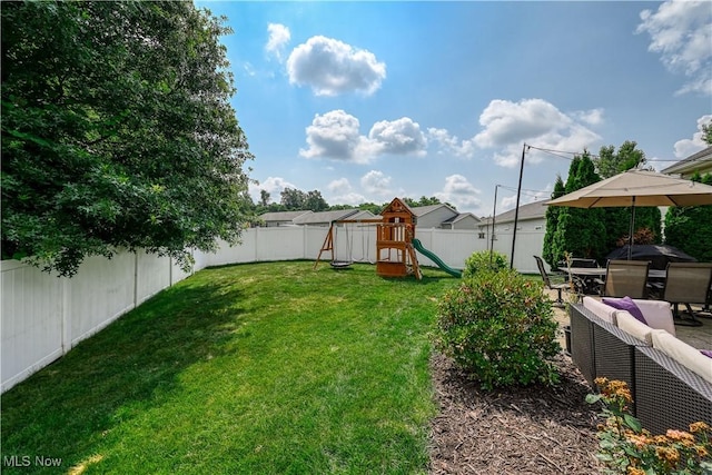 4504 Ledge Ct, Kent, OH 44240 - fenced backyard featuring a playground