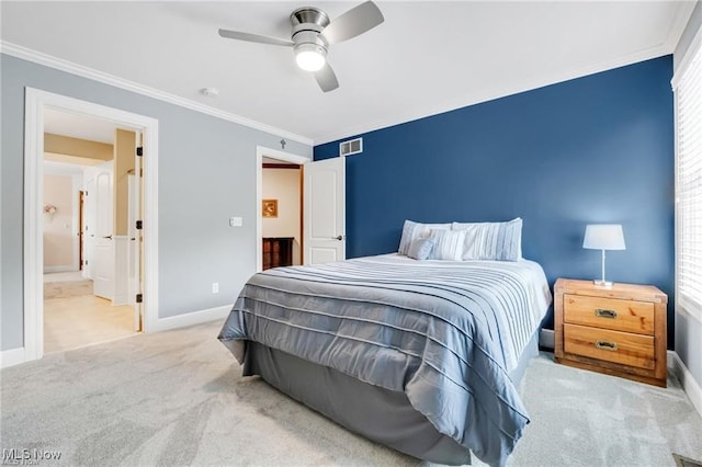 32305 Monaco Pl, Avon Lake, OH 44012 - carpeted bedroom featuring crown molding, ceiling fan, and multiple windows