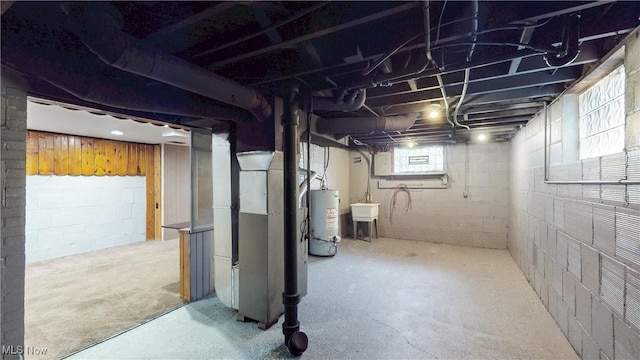 1672 Battery B St, Akron, OH 44305 - basement with water heater and heating unit