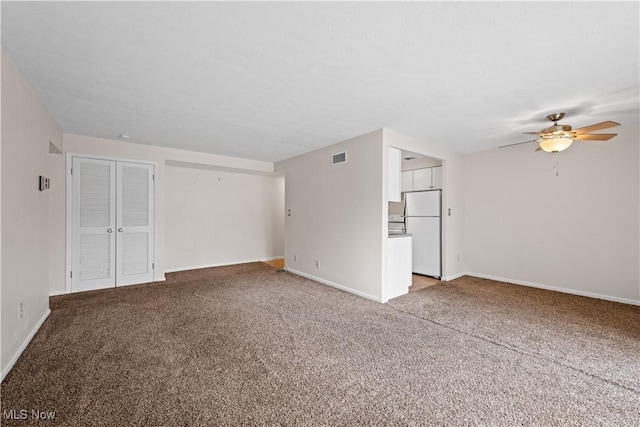 21881 River Oaks Dr Unit C4, Rocky River, OH 44116 - unfurnished living room with ceiling fan and light colored carpet