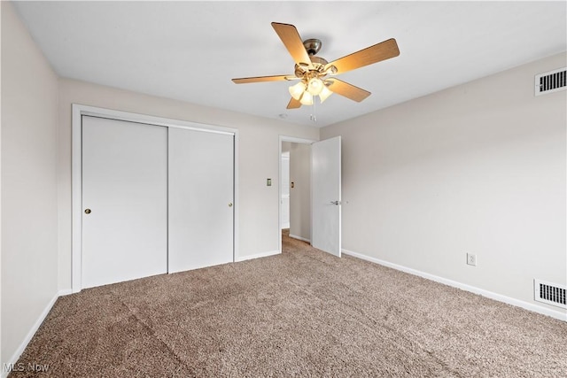 21881 River Oaks Dr Unit C4, Rocky River, OH 44116 - unfurnished bedroom featuring carpet, a closet, and a ceiling fan