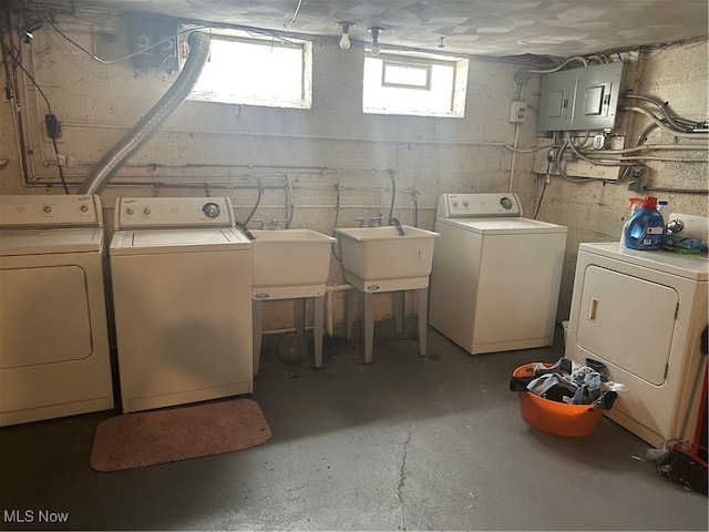 13698 Cedar, University Heights, OH 44118 - washroom featuring washing machine and dryer and electric panel