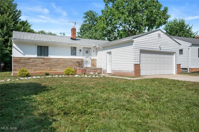 4031 Suffolk Rd, South Euclid, OH 44121 - ranch-style house featuring an attached garage, a chimney, and a front lawn