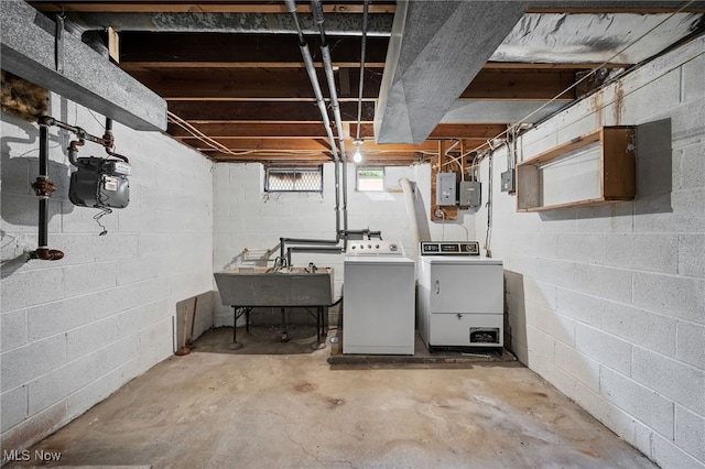 4031 Suffolk Rd, South Euclid, OH 44121 - basement with washing machine and dryer and a sink