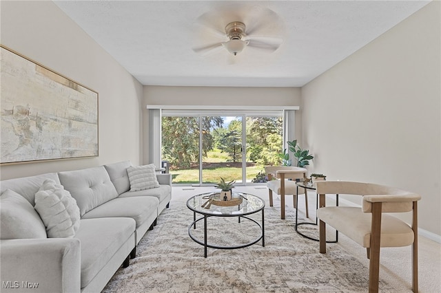 33972 Honeysuckle Ln, North Ridgeville, OH 44039 - carpeted living room with ceiling fan and baseboards