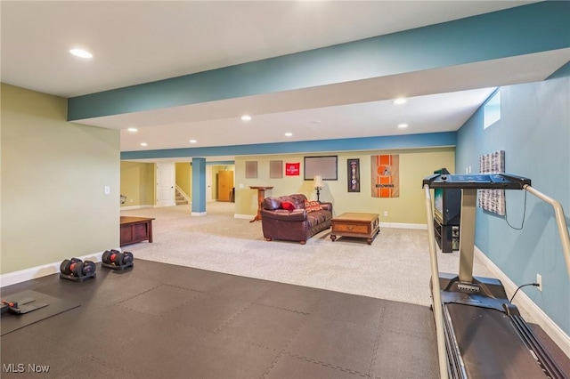 685 Shannon Pl, Aurora, OH 44202 - workout area with recessed lighting and carpet