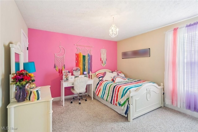 685 Shannon Pl, Aurora, OH 44202 - carpeted bedroom with a chandelier and a textured ceiling