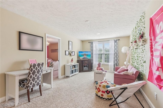 685 Shannon Pl, Aurora, OH 44202 - carpeted living area with a textured ceiling and baseboards