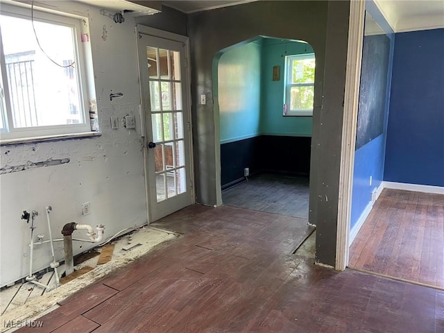 20171 Lake Shore Blvd, Euclid, OH 44123 - doorway to outside featuring arched walkways and hardwood / wood-style floors