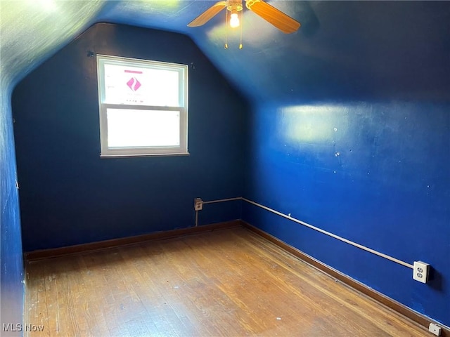 20171 Lake Shore Blvd, Euclid, OH 44123 - additional living space featuring wood finished floors, vaulted ceiling, and a ceiling fan