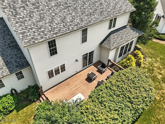 4020 Bishops Gate Cir, Stow, OH 44224 - rear view of property with a wooden deck and a shingled roof