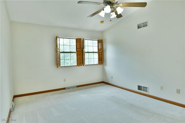 106 N Aspen Ct Unit 4, Warren, OH 44484 - spare room featuring carpet floors, ceiling fan, and lofted ceiling