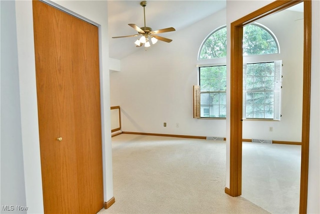 106 N Aspen Ct Unit 4, Warren, OH 44484 - unfurnished room with carpet, ceiling fan, and lofted ceiling