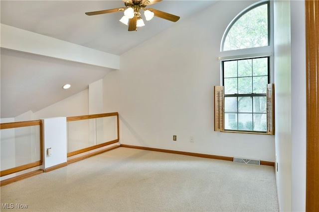 106 N Aspen Ct Unit 4, Warren, OH 44484 - additional living space featuring vaulted ceiling, carpet flooring, and a ceiling fan