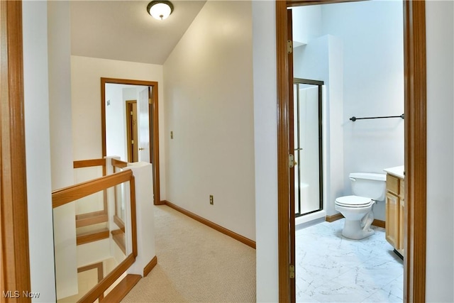 106 N Aspen Ct Unit 4, Warren, OH 44484 - corridor featuring light marble finish flooring and an upstairs landing