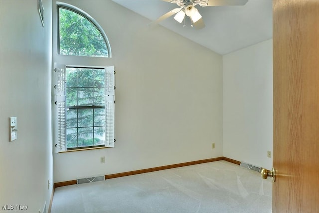 106 N Aspen Ct Unit 4, Warren, OH 44484 - carpeted spare room with a ceiling fan and lofted ceiling