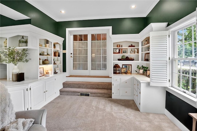 335 N Union Ave, Salem, OH 44460 - sitting room featuring light colored carpet, ornamental molding, and recessed lighting