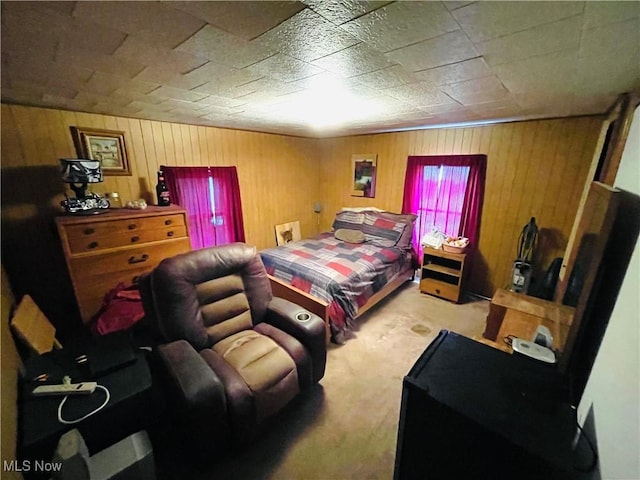 444 5th St NW, New Philadelphia, OH 44663 - bedroom featuring carpet and wooden walls