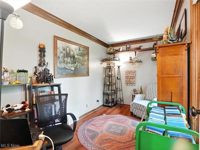 19070 Ridgeview Trl, Chagrin Falls, OH 44023 - home office with ornamental molding and wood finished floors