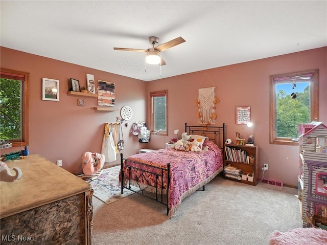 19070 Ridgeview Trl, Chagrin Falls, OH 44023 - carpeted bedroom with ceiling fan and baseboards