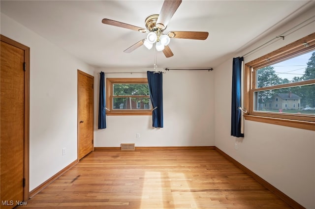 3016 Clague Rd, North Olmsted, OH 44070 - spare room with light wood-style floors and ceiling fan
