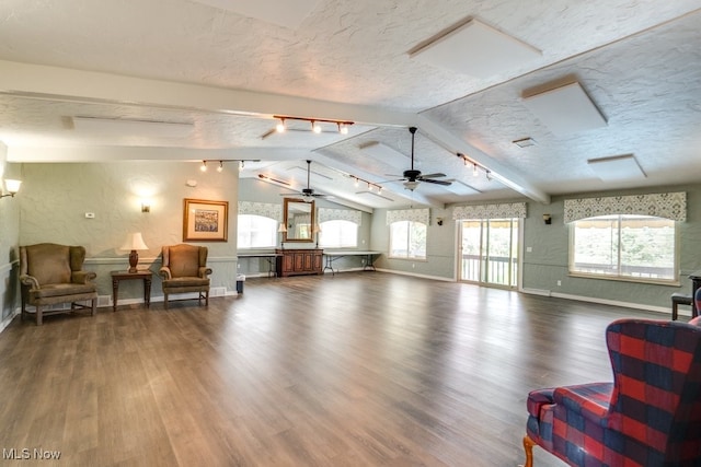1012 Bunker Dr Unit 307, Akron, OH 44333 - sitting room with wood finished floors, ceiling fan, a textured ceiling, and track lighting