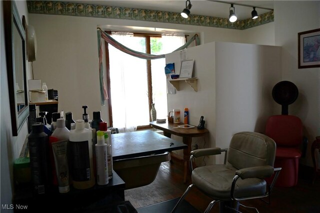 208 2nd St SW, Carrollton, OH 44615 - home office featuring rail lighting and wood finished floors