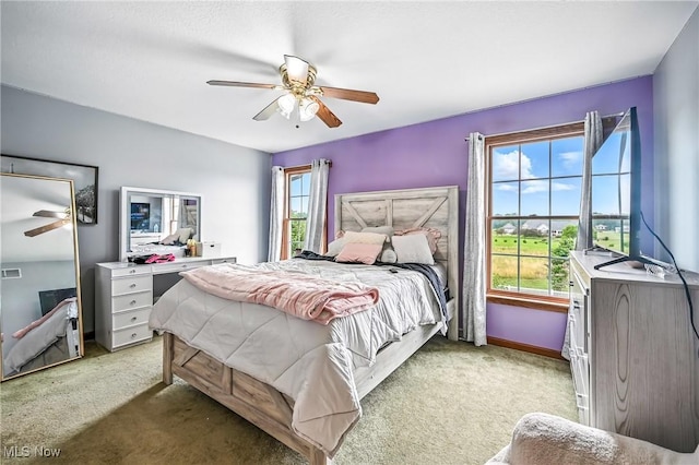 6388 Brianna Way NW, Warren, OH 44481 - bedroom with light colored carpet, multiple windows, and ceiling fan