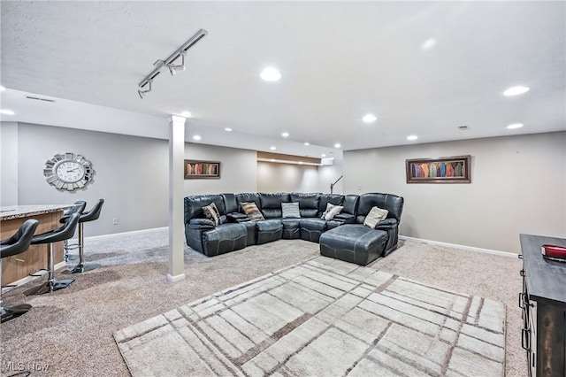 6388 Brianna Way NW, Warren, OH 44481 - living room featuring carpet floors and recessed lighting