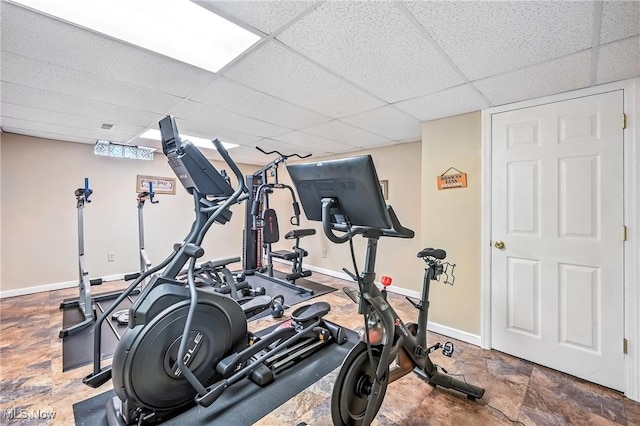 6388 Brianna Way NW, Warren, OH 44481 - workout area with a drop ceiling and baseboards