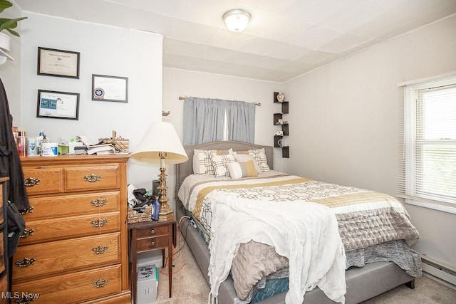 195 S Point Dr, Avon Lake, OH 44012 - bedroom featuring light carpet and a baseboard heating unit