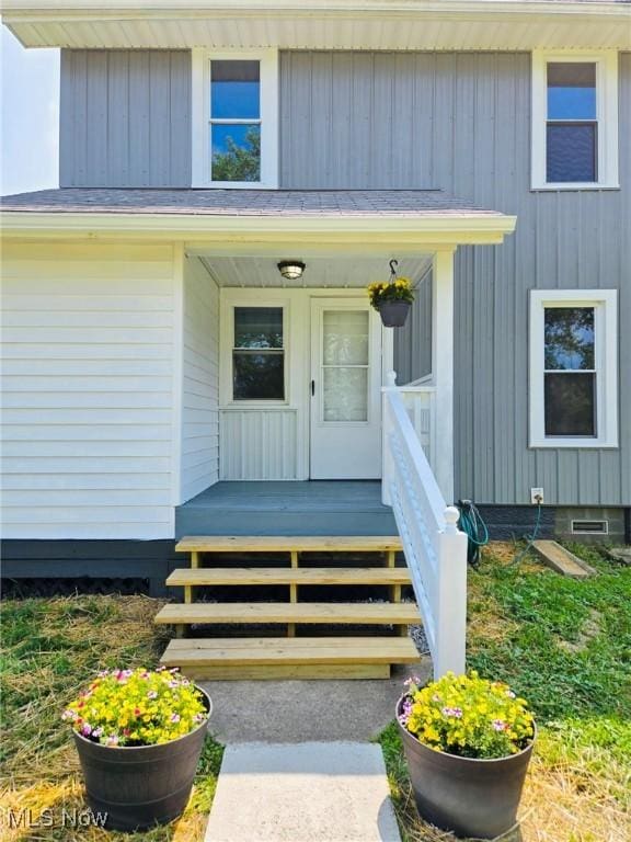 3986 Newton Falls Bailey Rd, Newton Falls, OH 44444 - property entrance with board and batten siding and a porch