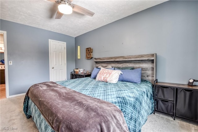 7208 S Galahad Pl, Concord Township, OH 44077 - carpeted bedroom with a textured ceiling and a ceiling fan