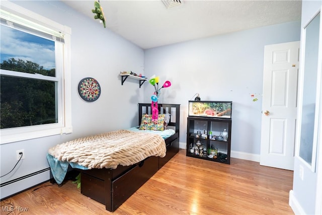 659 Lake Rd, Conneaut, OH 44030 - bedroom featuring baseboard heating and wood finished floors