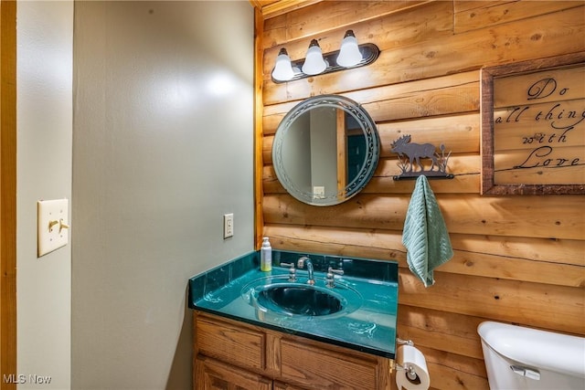 5621 Schustrich Rd, Mantua, OH 44255 - half bath with vanity and wooden walls