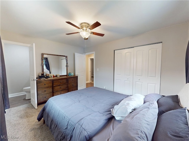 1345 E 359th St, Eastlake, OH 44095 - bedroom with a closet, a ceiling fan, and light colored carpet