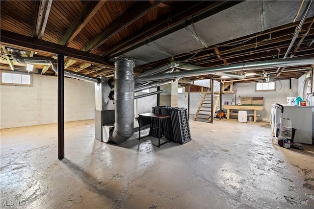 1029 S Main St, Grafton, OH 44044 - basement featuring plenty of natural light, stairs, and washing machine and dryer