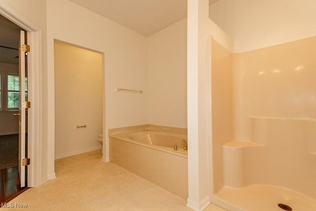 583 Mock Orange Cir, Chagrin Falls, OH 44023 - full bathroom with a garden tub, tile patterned flooring, and a shower