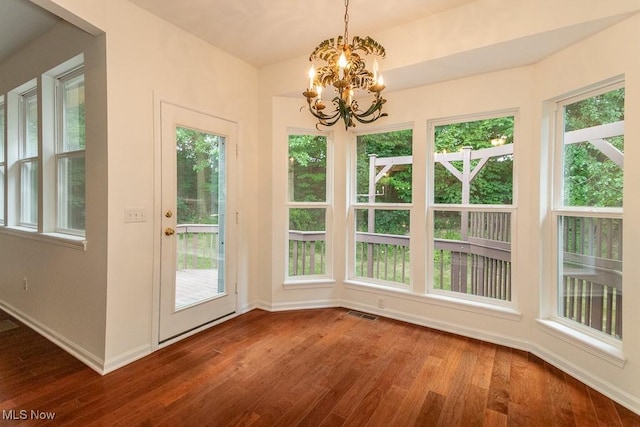 583 Mock Orange Cir, Chagrin Falls, OH 44023 - unfurnished sunroom featuring a chandelier and plenty of natural light