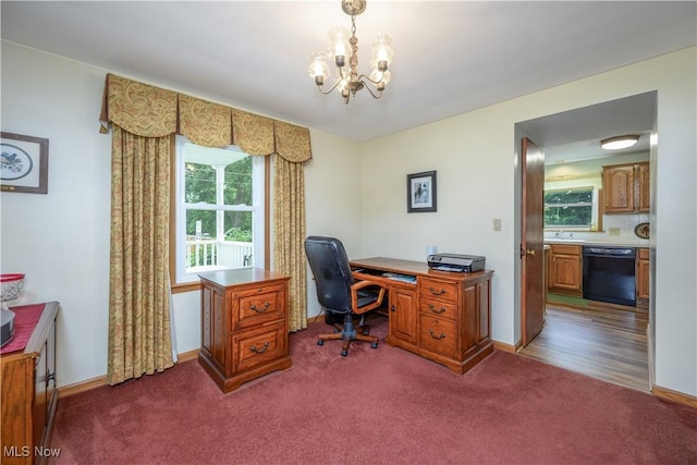 291 S Cleveland Ave, Mogadore, OH 44260 - carpeted office space with a chandelier and baseboards