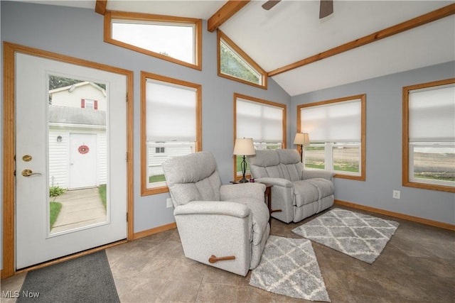 291 S Cleveland Ave, Mogadore, OH 44260 - living room featuring ceiling fan and baseboards
