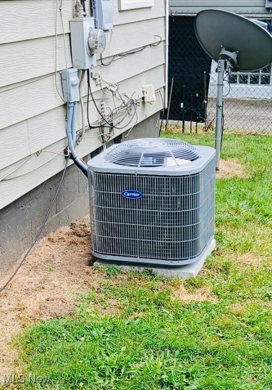 1700 Malasia Rd, Akron, OH 44305 - exterior view of a central AC unit and electric meter