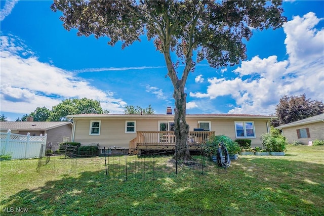 2077 Daniels Ave, Akron, OH 44312 - back of property featuring a wooden deck