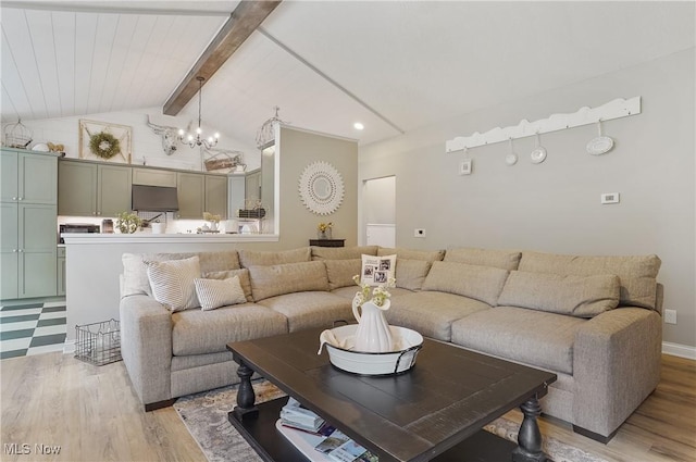 5461 Brook Run Ave NE, Louisville, OH 44641 - living room with light wood finished floors, a chandelier, and recessed lighting