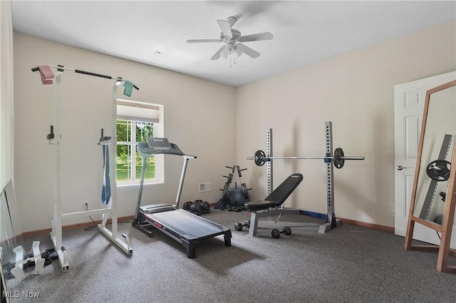 5461 Brook Run Ave NE, Louisville, OH 44641 - exercise area with a ceiling fan and carpet