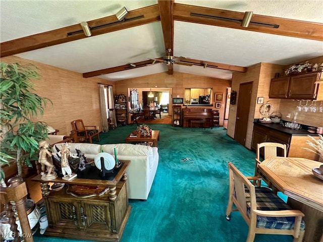 130 E 199th St, Euclid, OH 44119 - carpeted living area with a ceiling fan