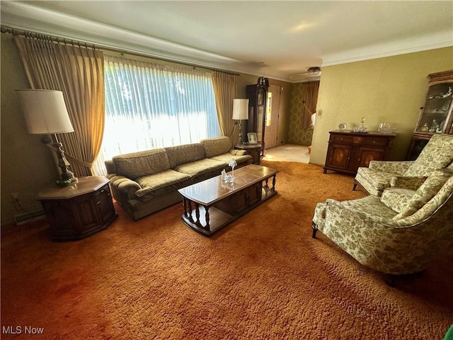 130 E 199th St, Euclid, OH 44119 - living room featuring carpet flooring and ornamental molding