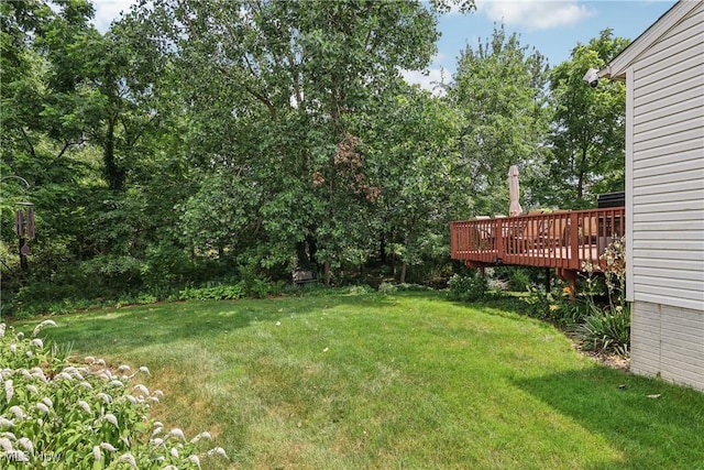 957 Devonwood Dr, Wadsworth, OH 44281 - view of green lawn with a deck