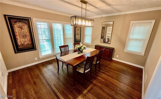 16721 Lomond Blvd, Shaker Heights, OH 44120 - dining space with dark wood finished floors and ornamental molding