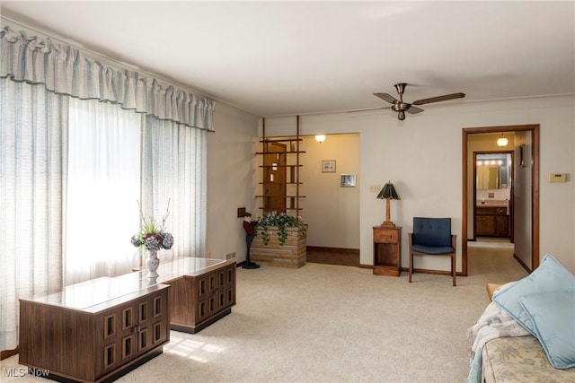 7080 Arcadia Dr, Parma, OH 44129 - sitting room featuring ceiling fan and light carpet